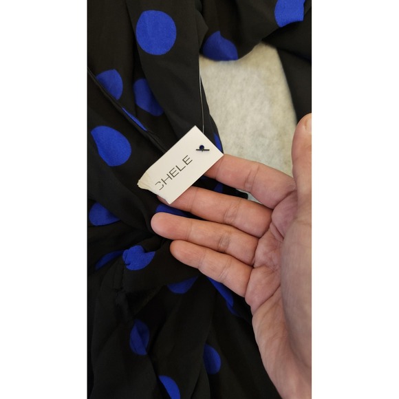 Emma & Michele Dress Womens XL Black Blue Polka Dot Long Sleeve Wrap New - Picture 6 of 12